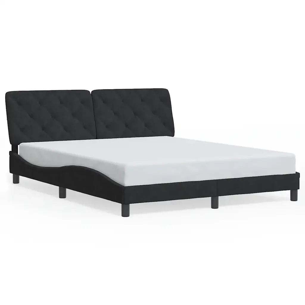 Letto matrimoniale | Letto per adulti | Giroletto senza Materasso Nero 160x200 cm in Velluto