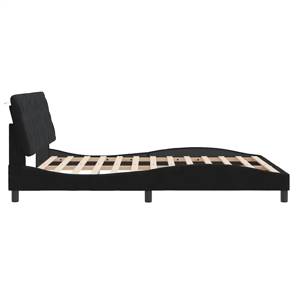 Letto matrimoniale | Letto per adulti | Giroletto senza Materasso Nero 160x200 cm in Velluto - Image 6