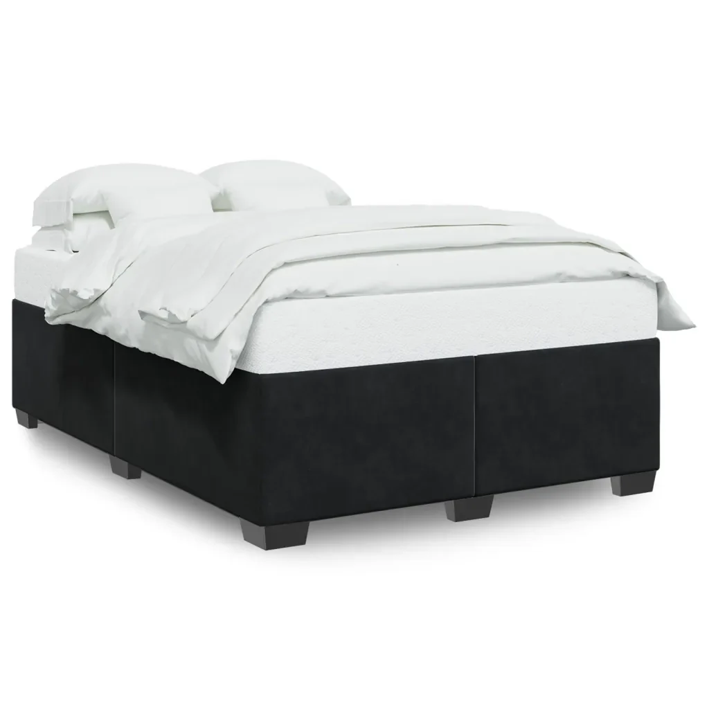 Letto matrimoniale | Letto per adulti | Giroletto senza Materasso Nero 160x200 cm in Velluto