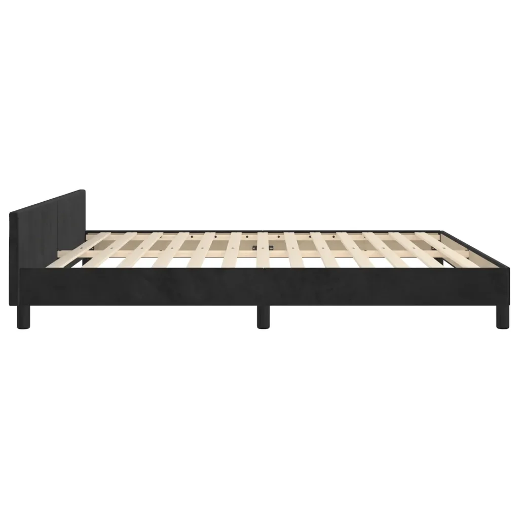 Letto matrimoniale | Letto per adulti | Giroletto senza Materasso Nero 160x200 cm in Velluto - Image 7