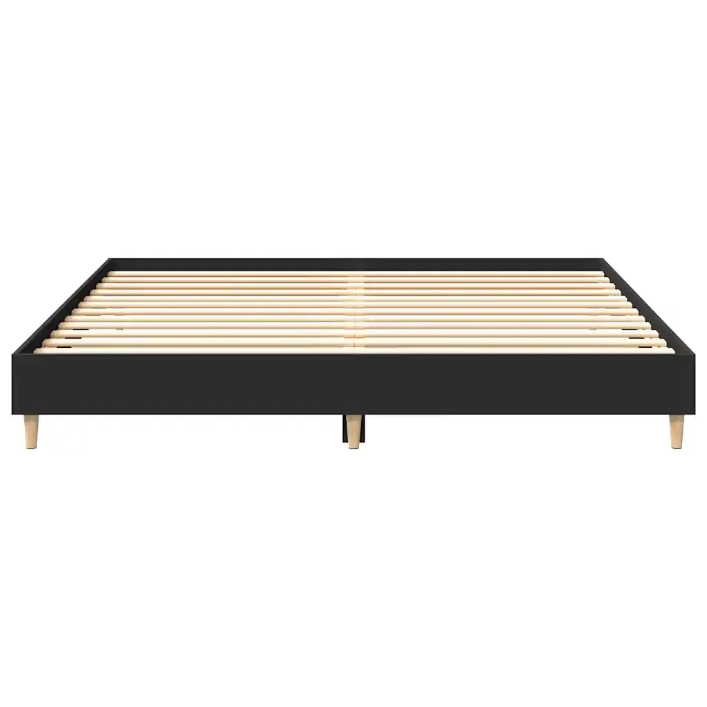 Letto matrimoniale | Letto per adulti | Giroletto senza Materasso Nero 180x200 cm in Legno Multistrato - Image 5
