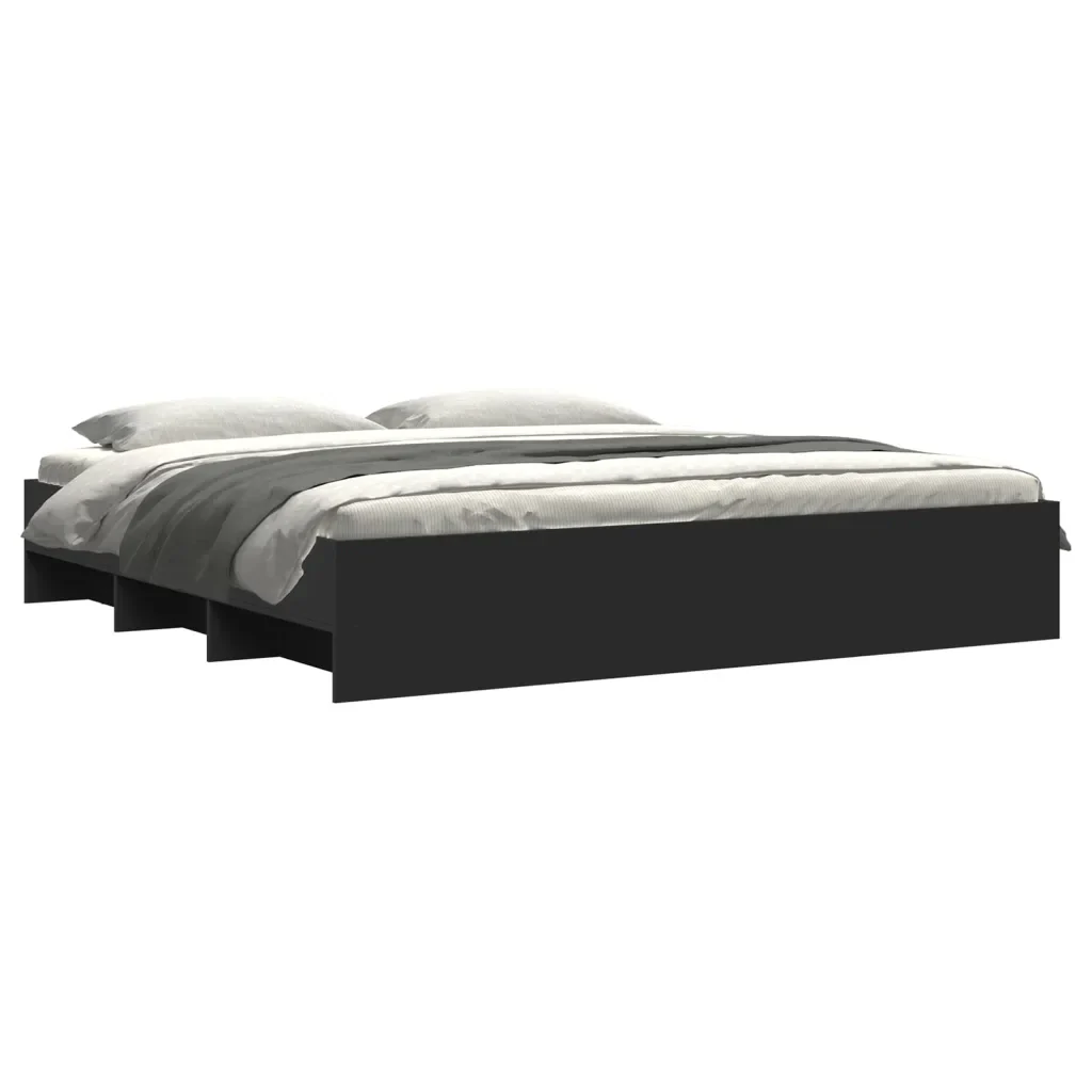 Letto matrimoniale | Letto per adulti | Giroletto senza Materasso Nero 180x200 cm in Legno Multistrato - Image 4
