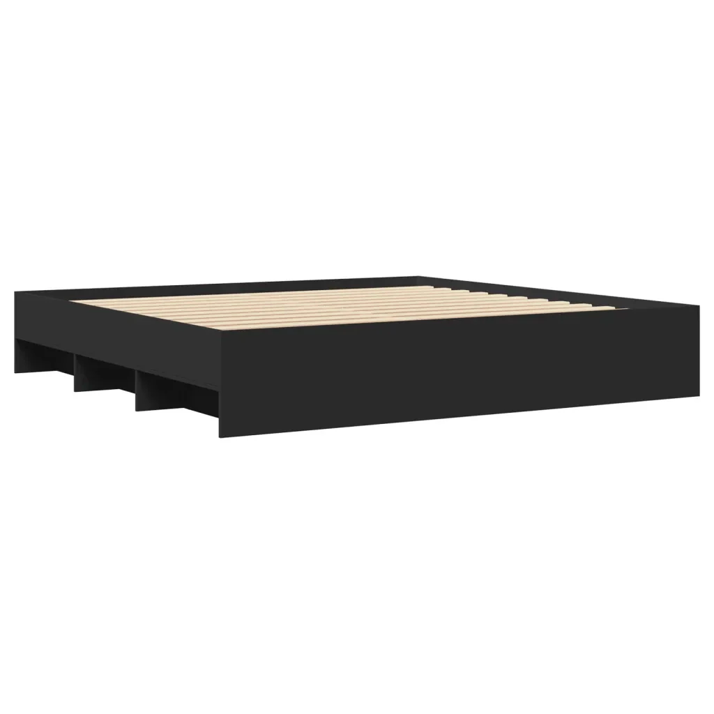 Letto matrimoniale | Letto per adulti | Giroletto senza Materasso Nero 180x200 cm in Legno Multistrato - Image 7
