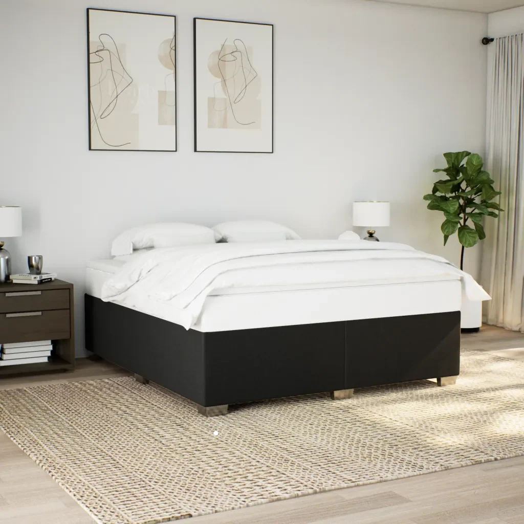 Letto matrimoniale | Letto per adulti | Giroletto senza Materasso Nero 180x200 cm in Tessuto - Image 2
