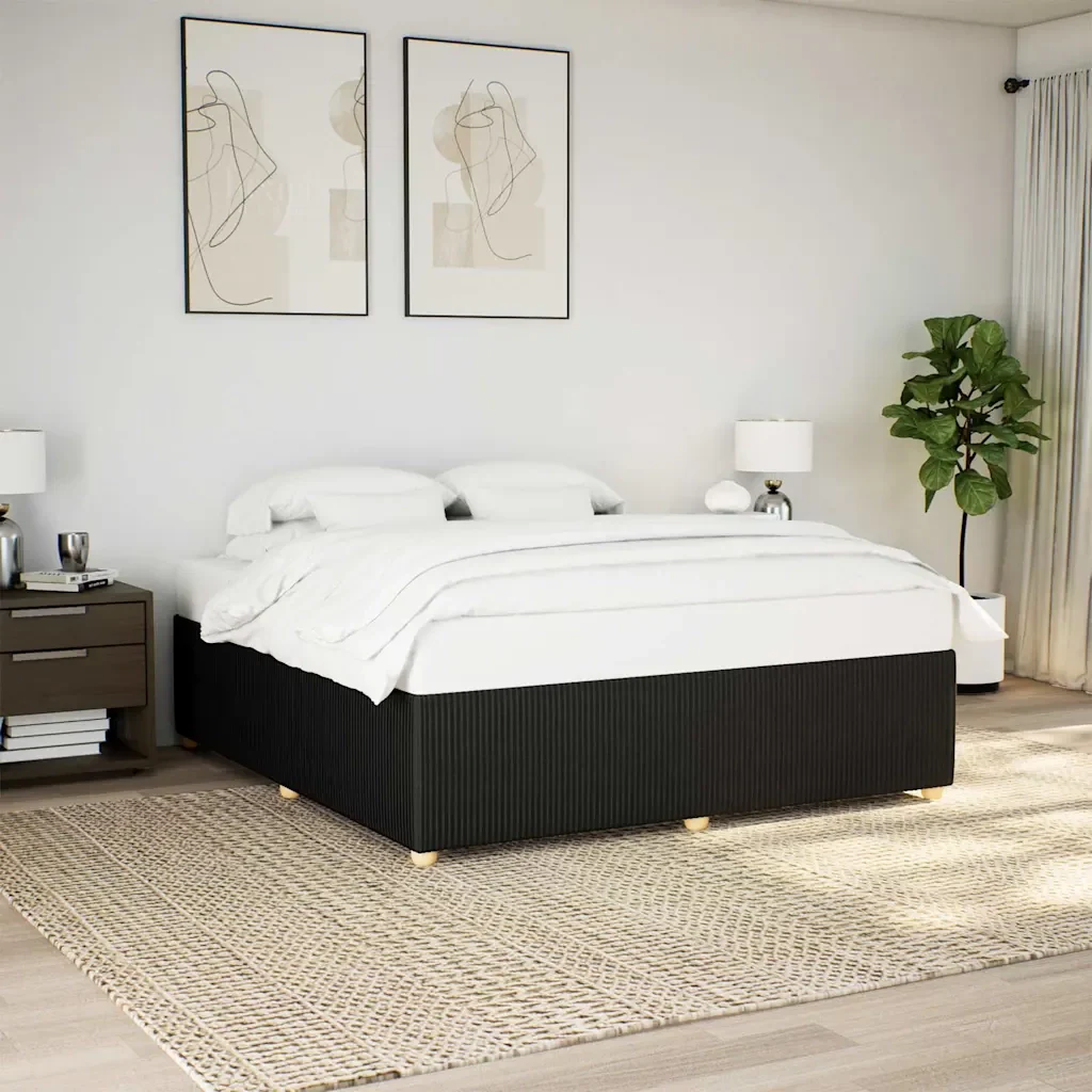 Letto matrimoniale | Letto per adulti | Giroletto senza Materasso Nero 180x200 cm in Tessuto - Image 2