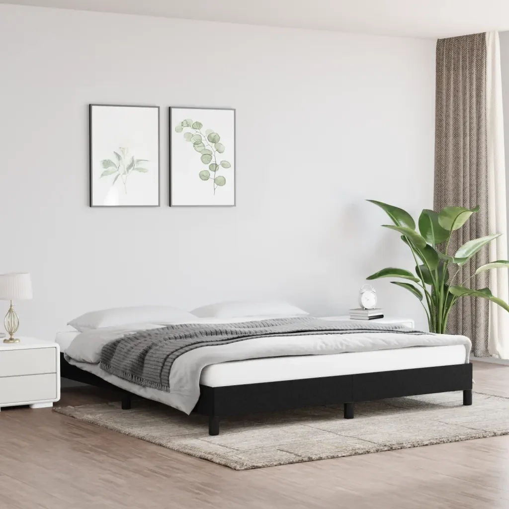 Letto matrimoniale | Letto per adulti | Giroletto senza Materasso Nero 180x200 cm in Tessuto - Image 2