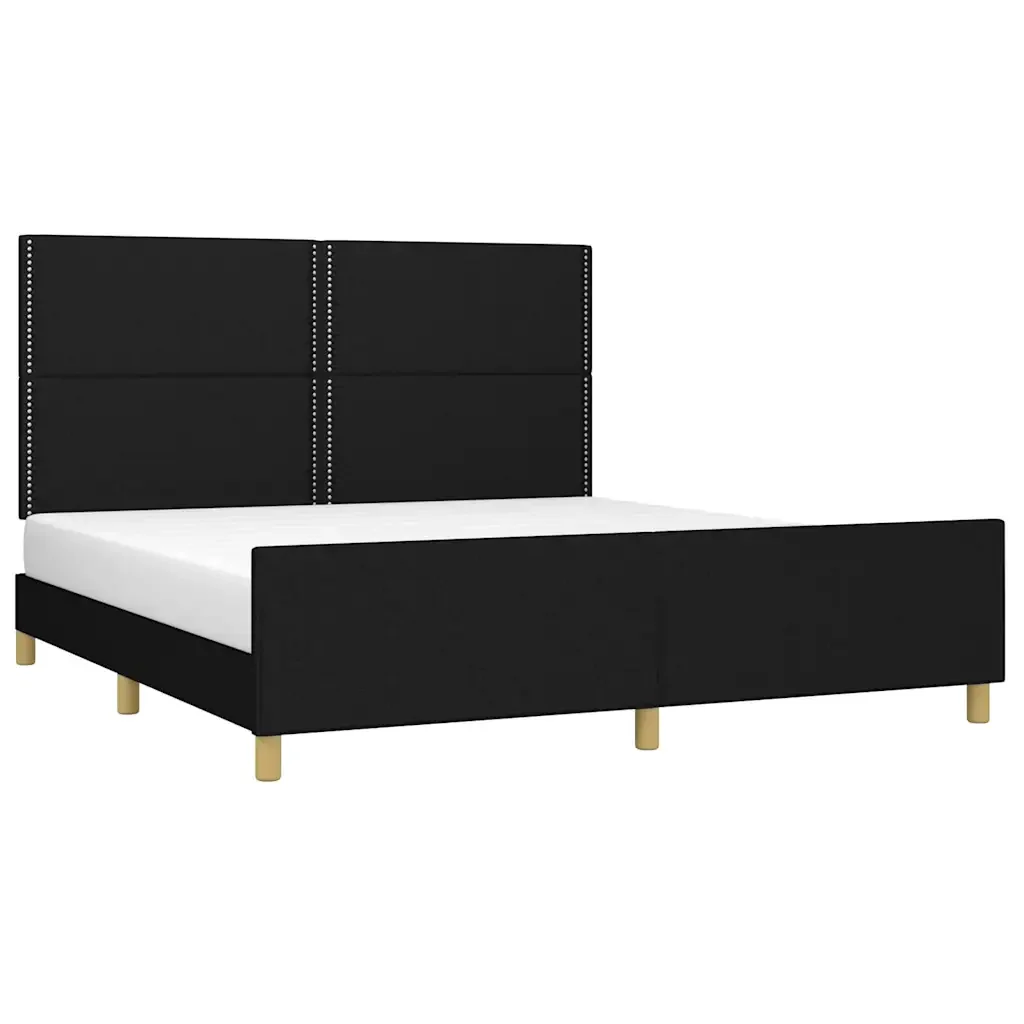 Letto matrimoniale | Letto per adulti | Giroletto senza Materasso Nero 180x200 cm in Tessuto - Image 3