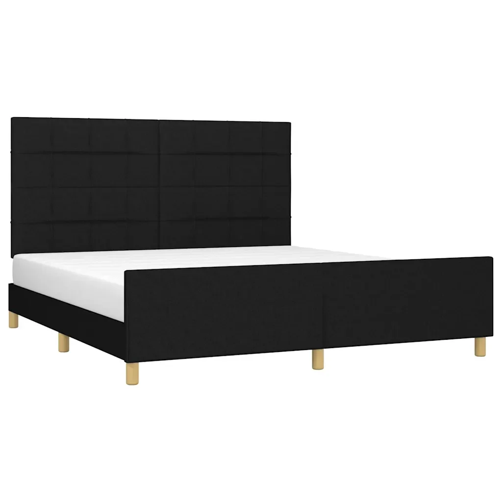 Letto matrimoniale | Letto per adulti | Giroletto senza Materasso Nero 180x200 cm in Tessuto - Image 4