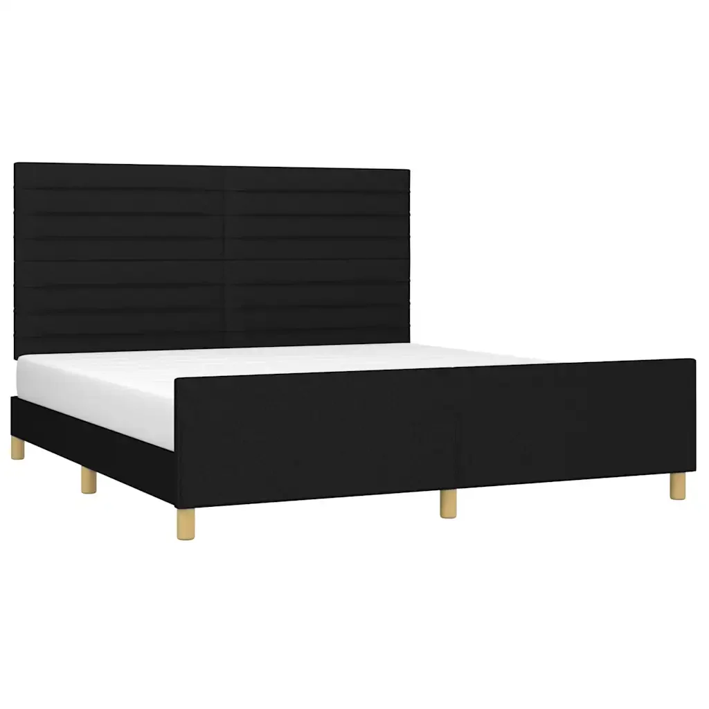 Letto matrimoniale | Letto per adulti | Giroletto senza Materasso Nero 180x200 cm in Tessuto - Image 3