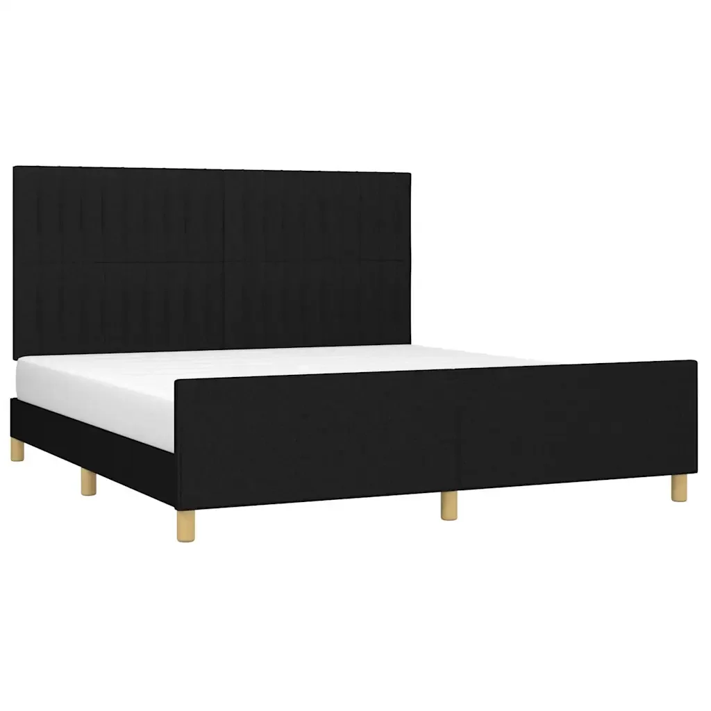 Letto matrimoniale | Letto per adulti | Giroletto senza Materasso Nero 180x200 cm in Tessuto - Image 3