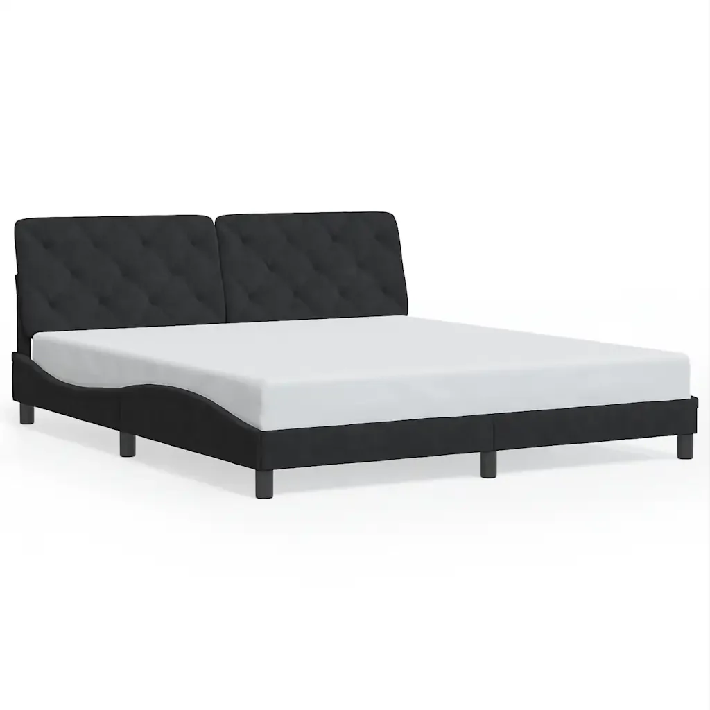Letto matrimoniale | Letto per adulti | Giroletto senza Materasso Nero 180x200 cm in Velluto