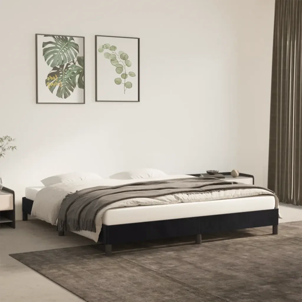 Letto matrimoniale | Letto per adulti | Giroletto senza Materasso Nero 180x200 cm in Velluto - Image 2