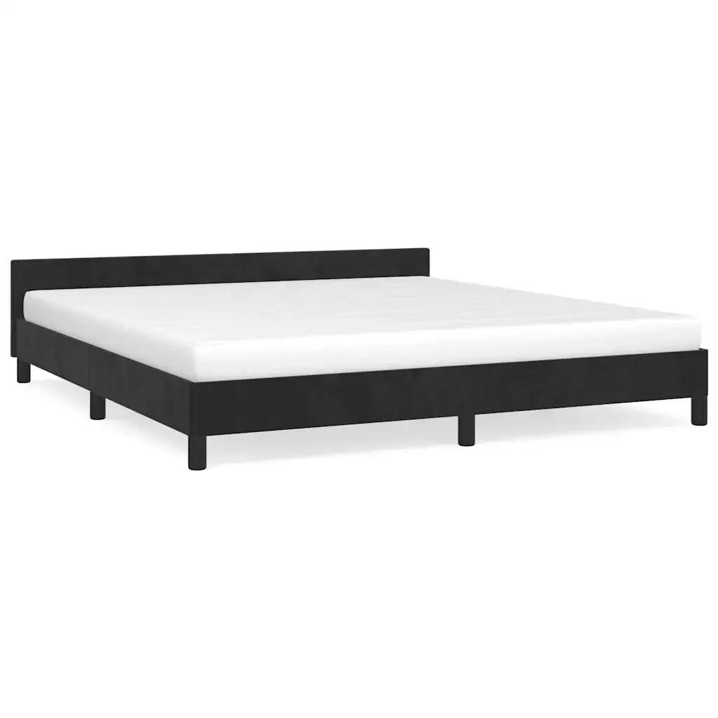 Letto matrimoniale | Letto per adulti | Giroletto senza Materasso Nero 180x200 cm in Velluto