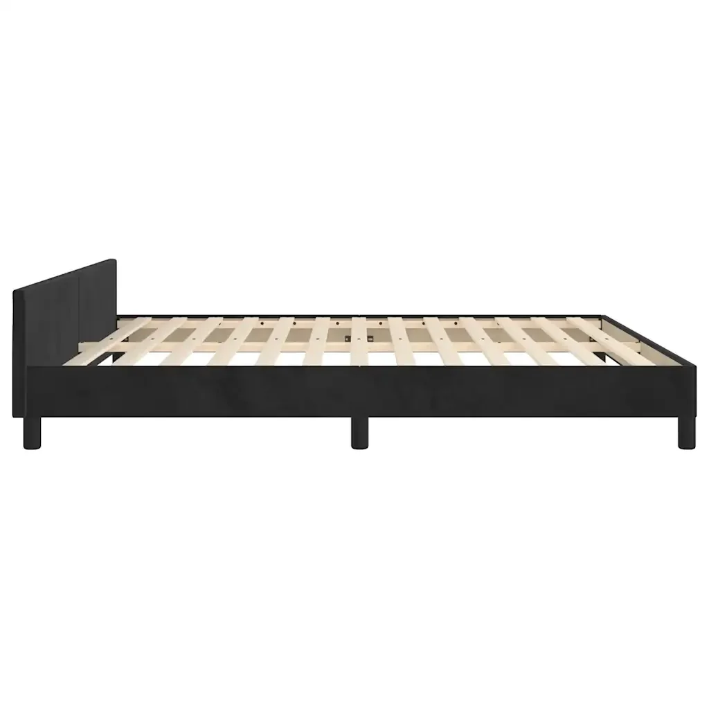 Letto matrimoniale | Letto per adulti | Giroletto senza Materasso Nero 180x200 cm in Velluto - Image 6
