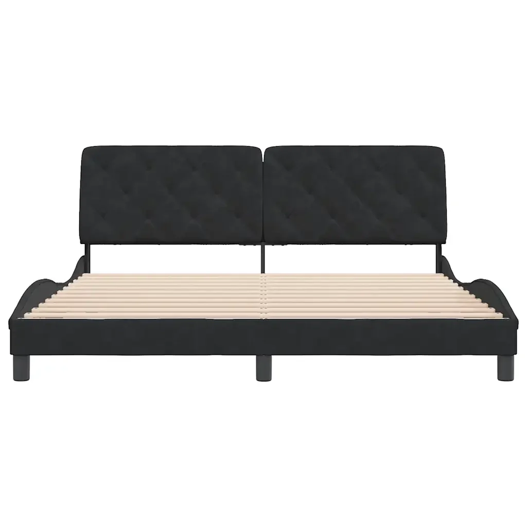 Letto matrimoniale | Letto per adulti | Giroletto senza Materasso Nero 180x200 cm in Velluto - Image 5