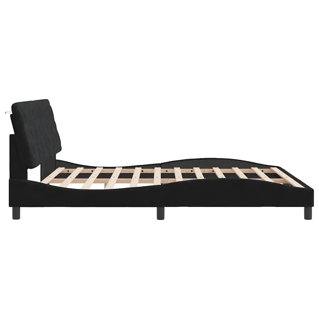 Letto matrimoniale | Letto per adulti | Giroletto senza Materasso Nero 180x200 cm in Velluto - Image 6