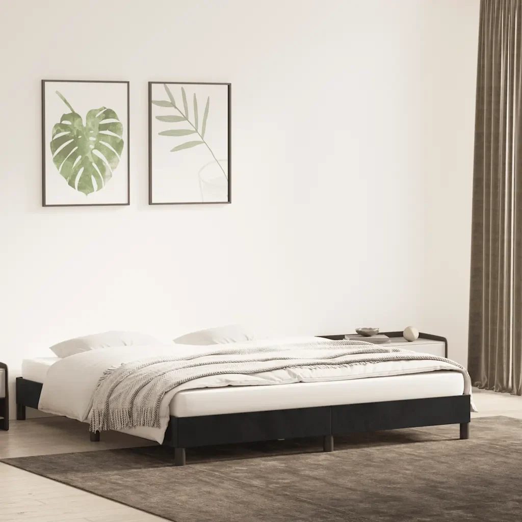 Letto matrimoniale | Letto per adulti | Giroletto senza Materasso Nero 180x210 cm in Velluto - Image 3