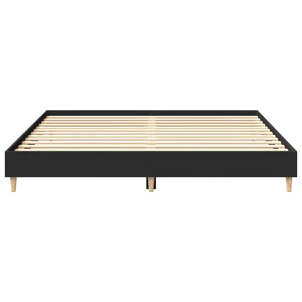 Letto matrimoniale | Letto per adulti | Giroletto senza Materasso Nero 200x200 cm in Legno Multistrato - Image 5