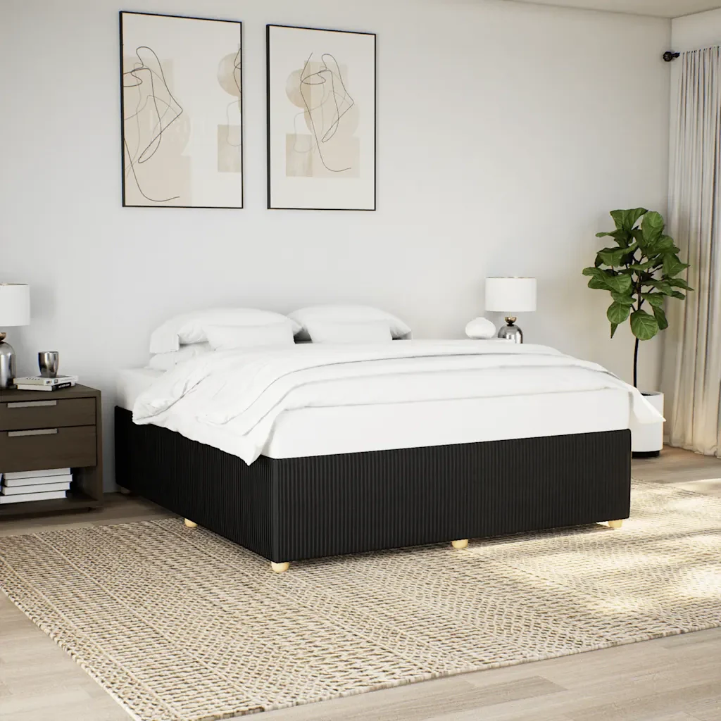 Letto matrimoniale | Letto per adulti | Giroletto senza Materasso Nero 200x200 cm in Tessuto - Image 2