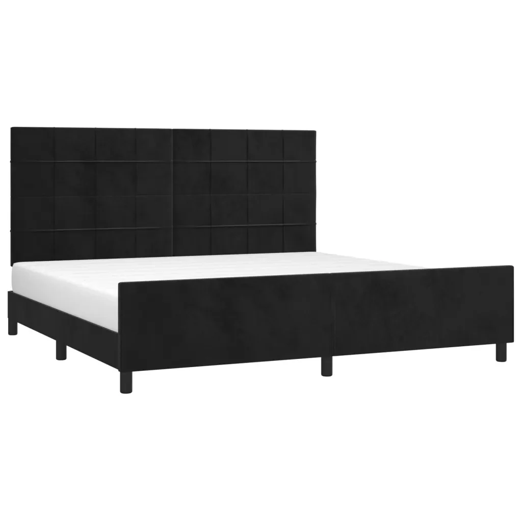 Letto matrimoniale | Letto per adulti | Giroletto senza Materasso Nero 200x200 cm in Velluto - Image 3