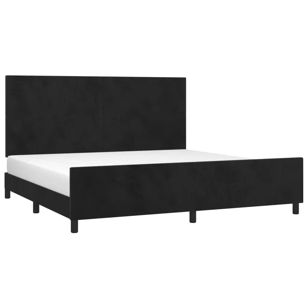 Letto matrimoniale | Letto per adulti | Giroletto senza Materasso Nero 200x200 cm in Velluto - Image 3