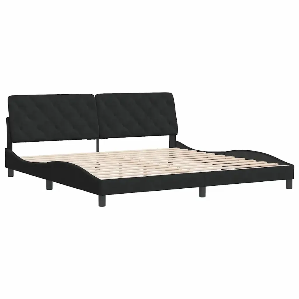 Letto matrimoniale | Letto per adulti | Giroletto senza Materasso Nero 200x200 cm in Velluto - Image 3