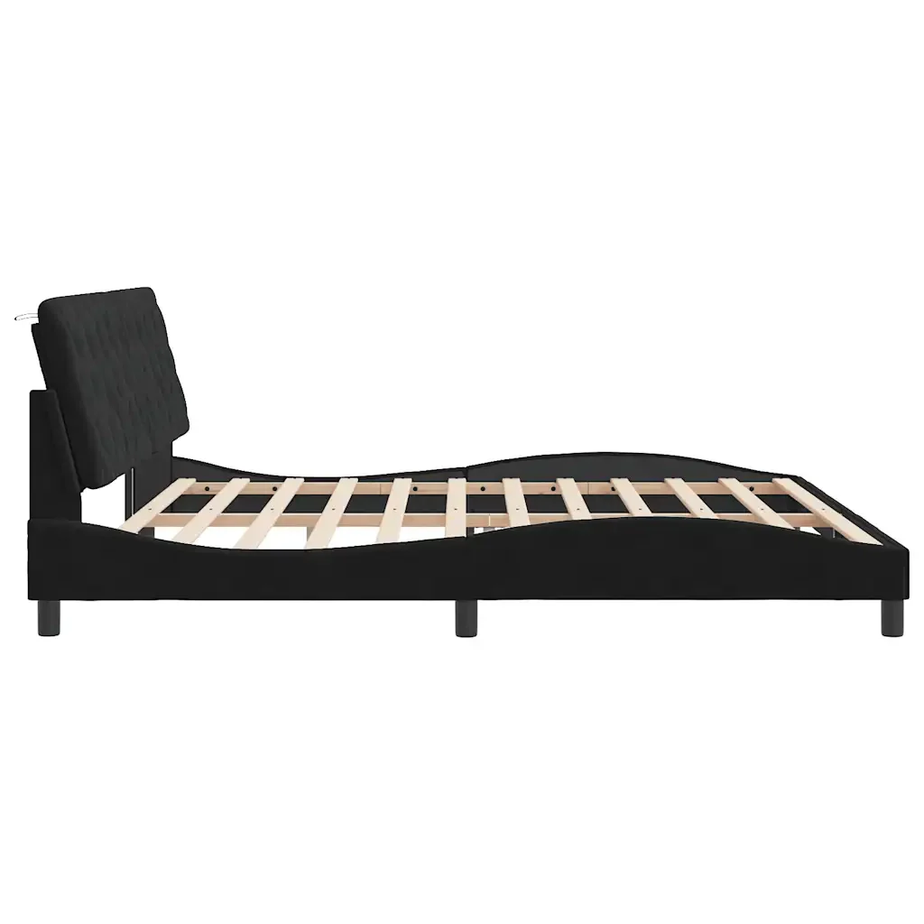 Letto matrimoniale | Letto per adulti | Giroletto senza Materasso Nero 200x200 cm in Velluto - Image 6