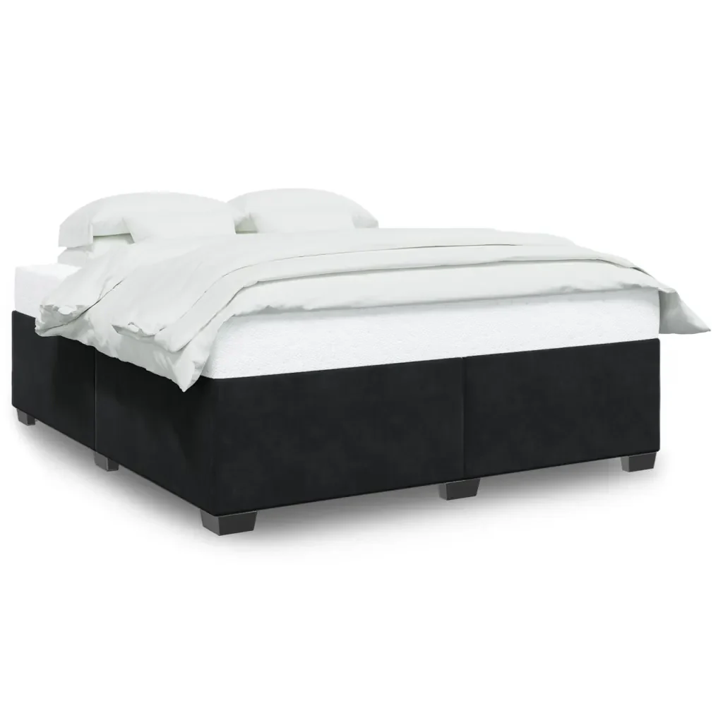 Letto matrimoniale | Letto per adulti | Giroletto senza Materasso Nero 200x200 cm in Velluto