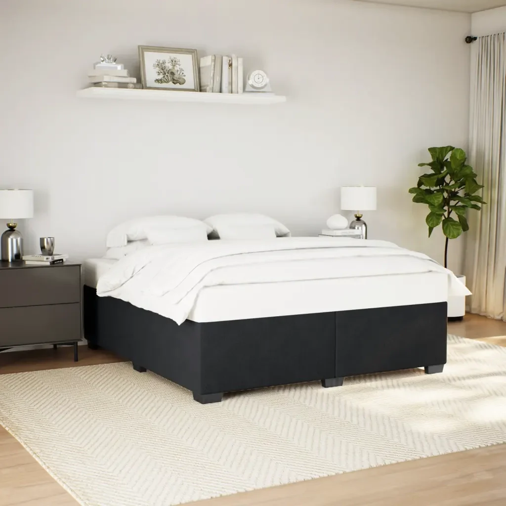 Letto matrimoniale | Letto per adulti | Giroletto senza Materasso Nero 200x200 cm in Velluto - Image 2