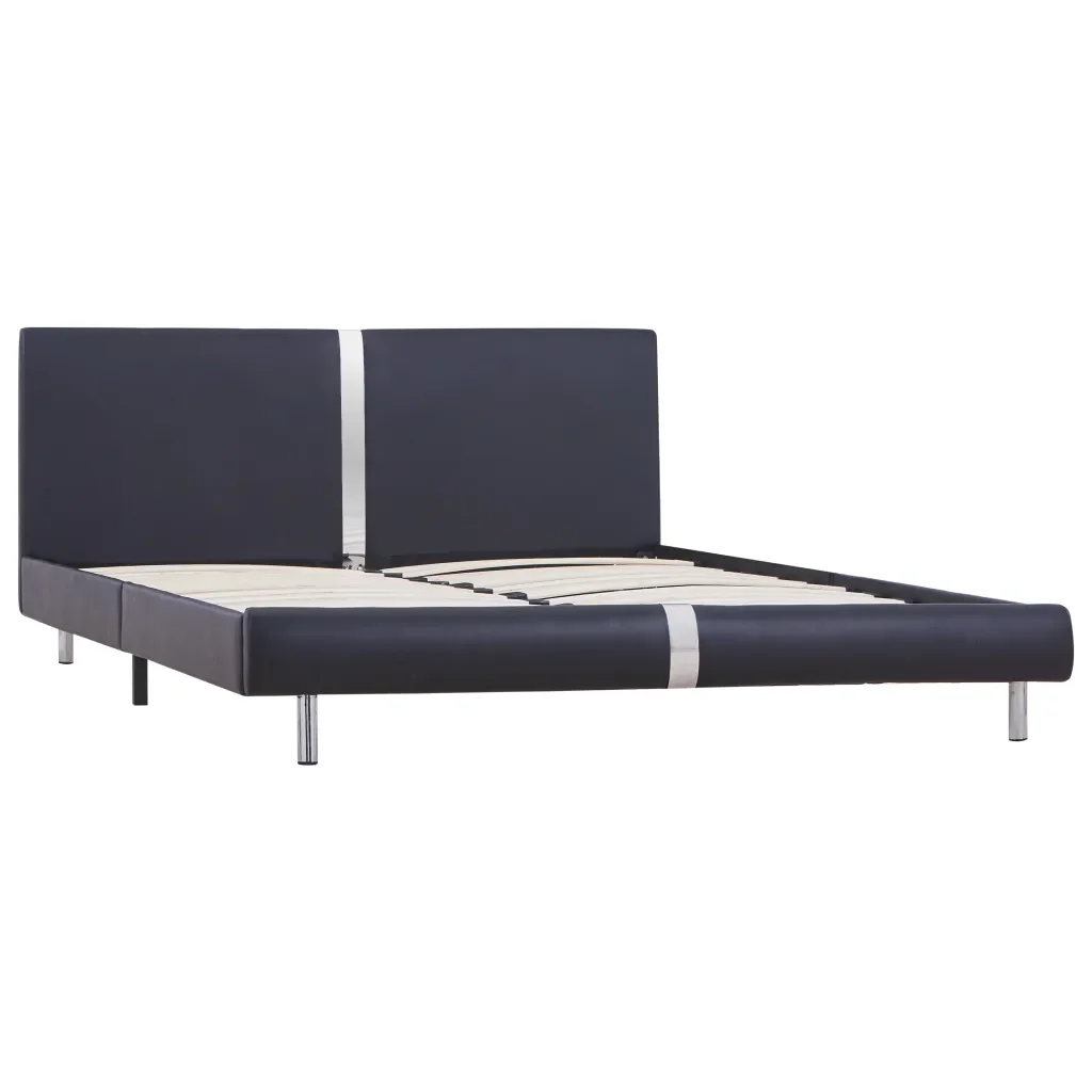 Letto matrimoniale | Letto per adulti | Giroletto senza Materasso Nero in Similpelle 120x200 cm - Image 2