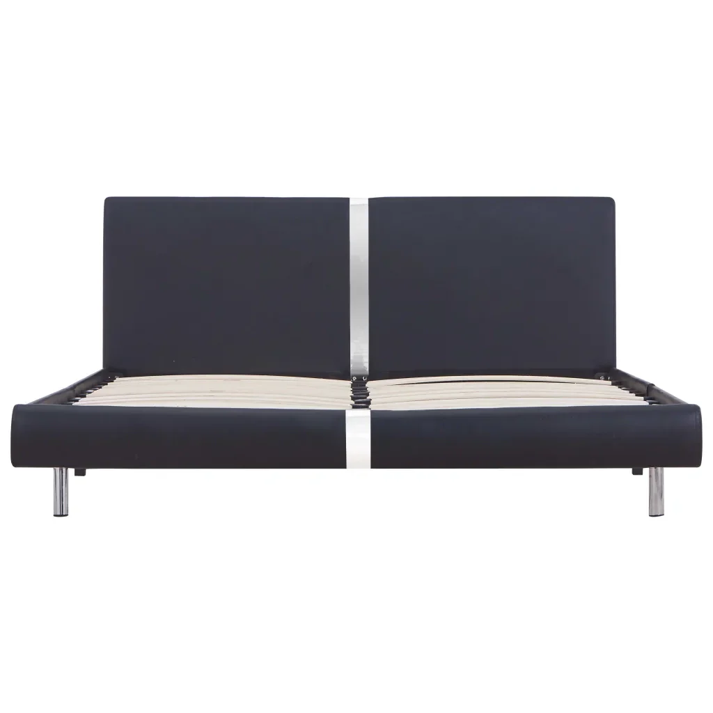 Letto matrimoniale | Letto per adulti | Giroletto senza Materasso Nero in Similpelle 120x200 cm - Image 3
