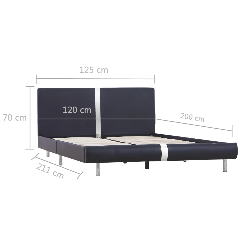 Letto matrimoniale | Letto per adulti | Giroletto senza Materasso Nero in Similpelle 120x200 cm - Image 6
