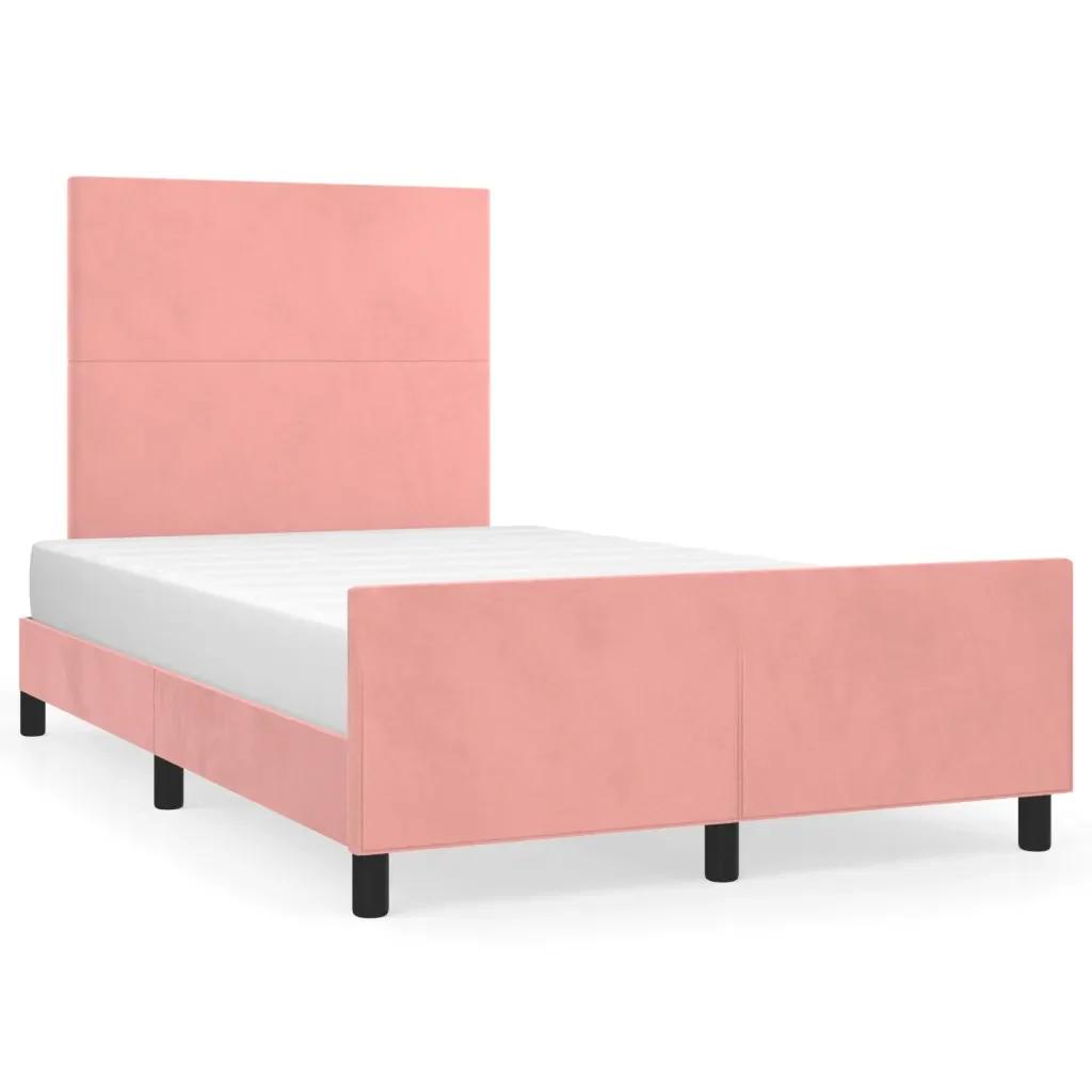Letto matrimoniale | Letto per adulti | Giroletto senza Materasso Rosa 120x190 cm Velluto