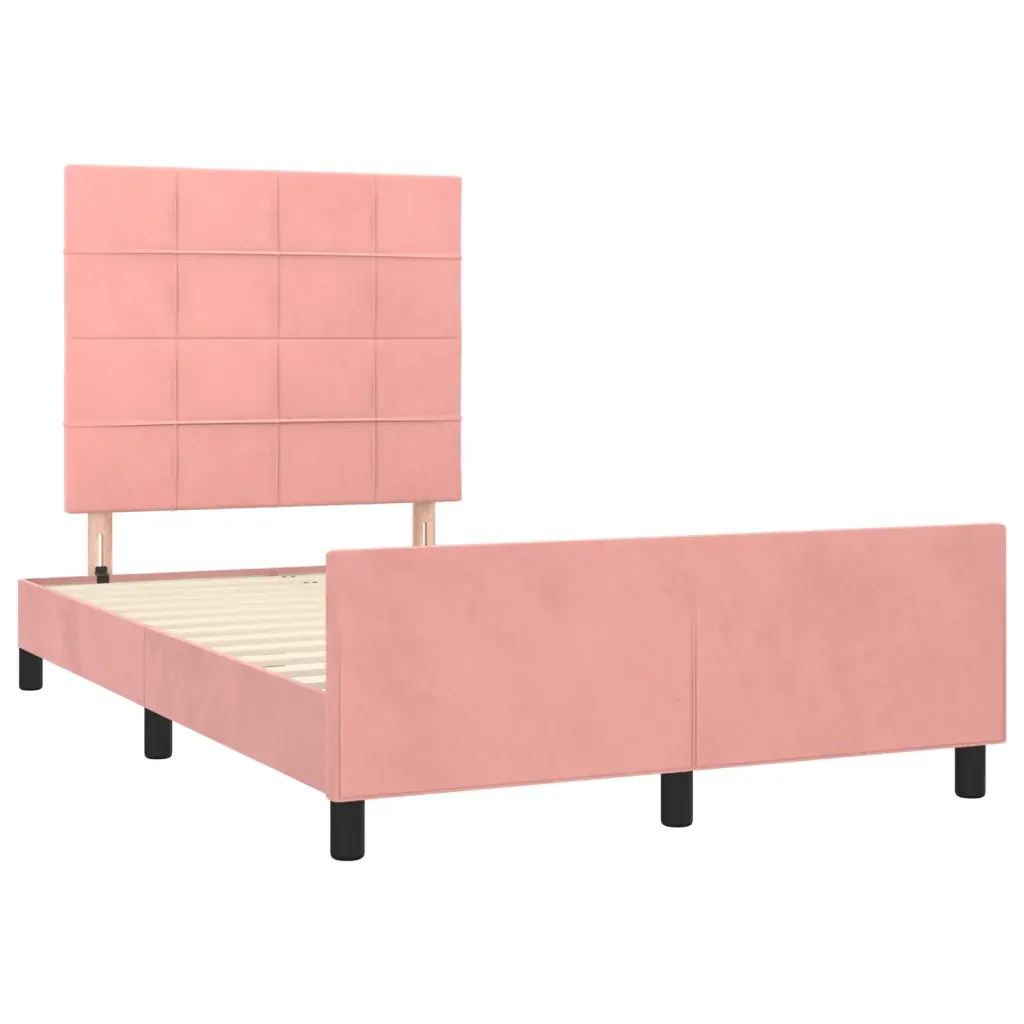 Letto matrimoniale | Letto per adulti | Giroletto senza Materasso Rosa 120x190 cm Velluto - Image 3
