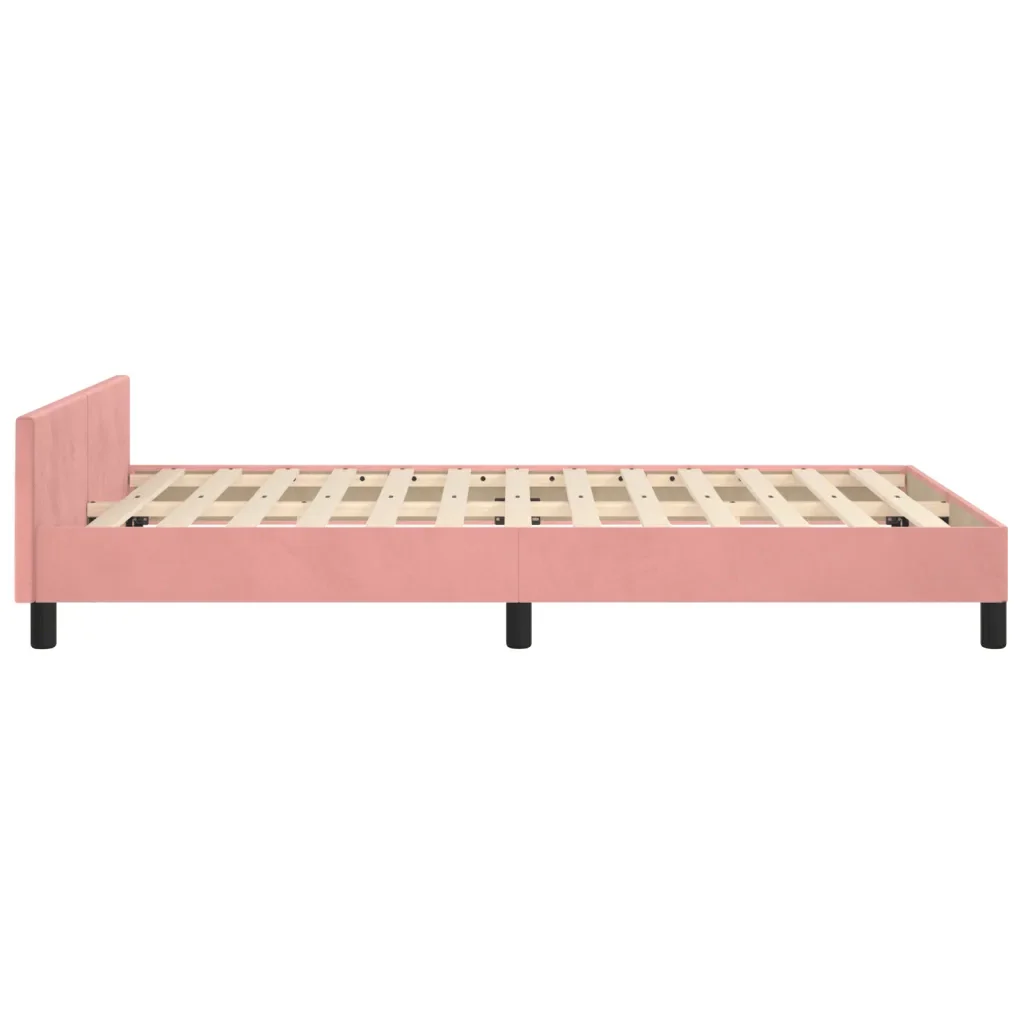 Letto matrimoniale | Letto per adulti | Giroletto senza Materasso Rosa 120x190 cm Velluto - Image 7