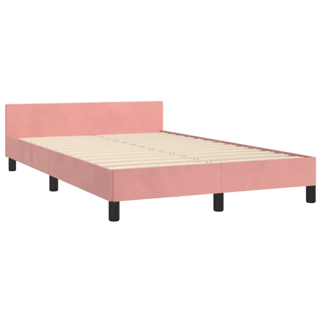 Letto matrimoniale | Letto per adulti | Giroletto senza Materasso Rosa 120x190 cm Velluto - Image 5