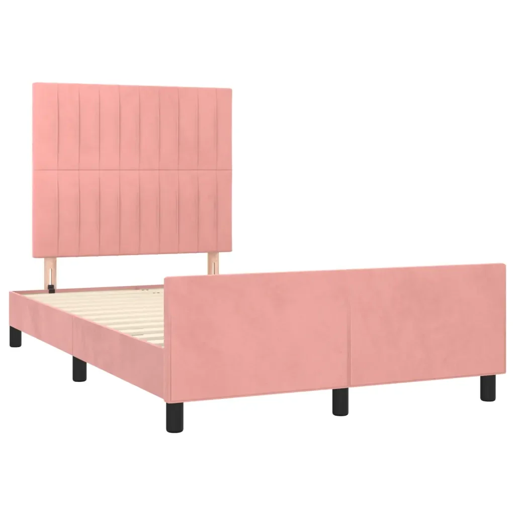 Letto matrimoniale | Letto per adulti | Giroletto senza Materasso Rosa 120x190 cm Velluto - Image 4