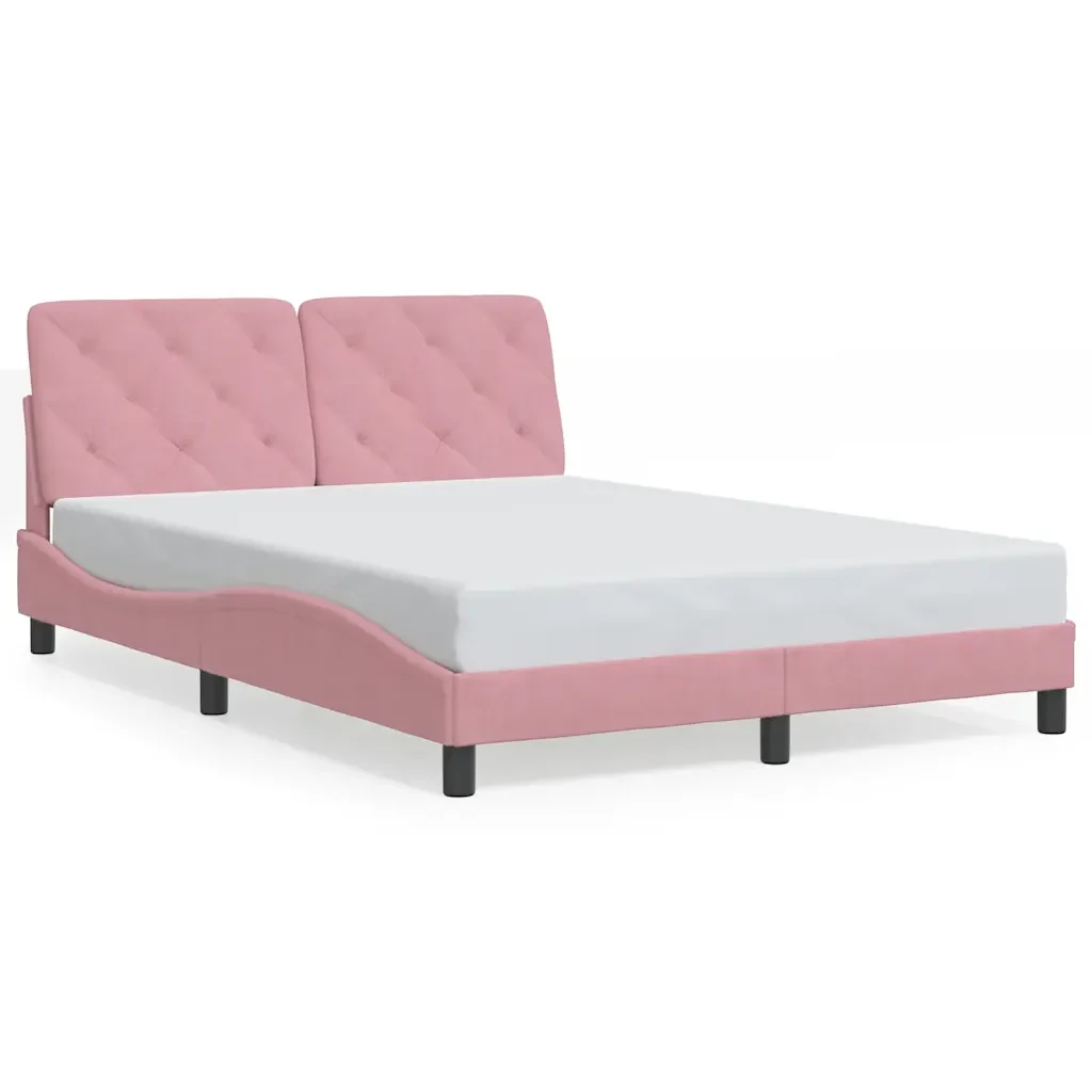 Letto matrimoniale | Letto per adulti | Giroletto senza Materasso Rosa 120x200 cm in Velluto