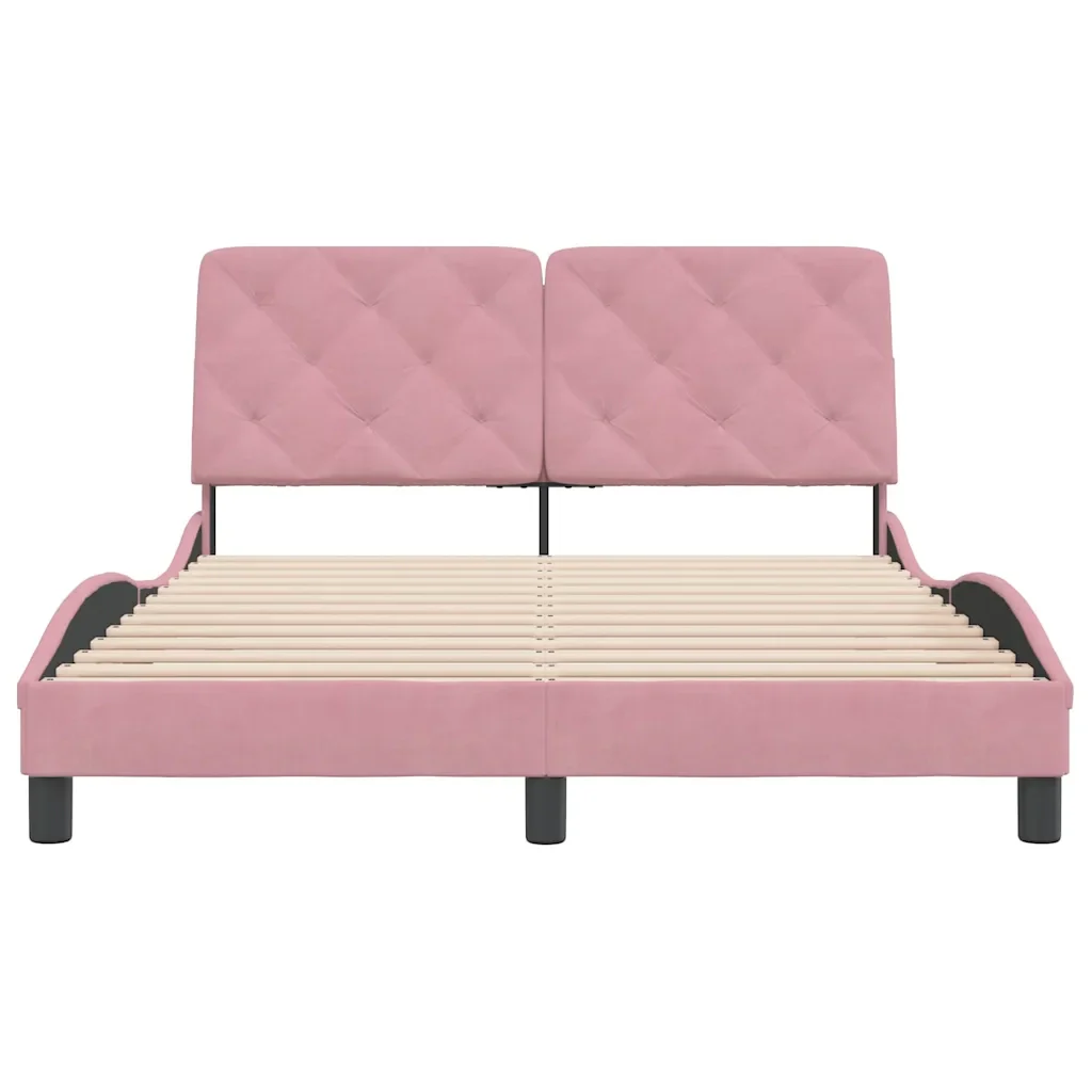 Letto matrimoniale | Letto per adulti | Giroletto senza Materasso Rosa 140x190 cm in Velluto - Image 5