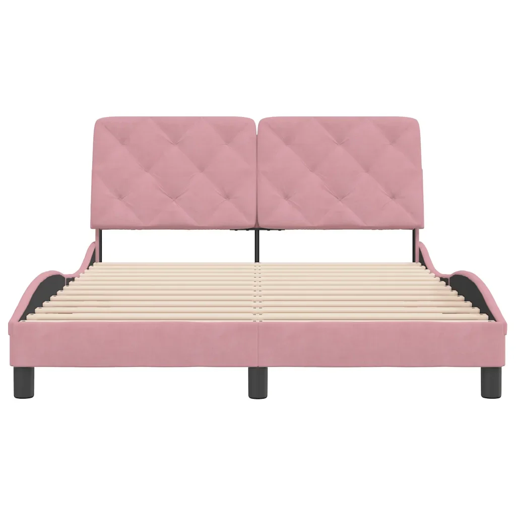 Letto matrimoniale | Letto per adulti | Giroletto senza Materasso Rosa 140x200 cm in Velluto - Image 5