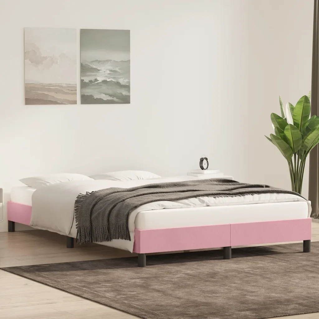 Letto matrimoniale | Letto per adulti | Giroletto senza Materasso Rosa 140x210 cm Velluto - Image 4