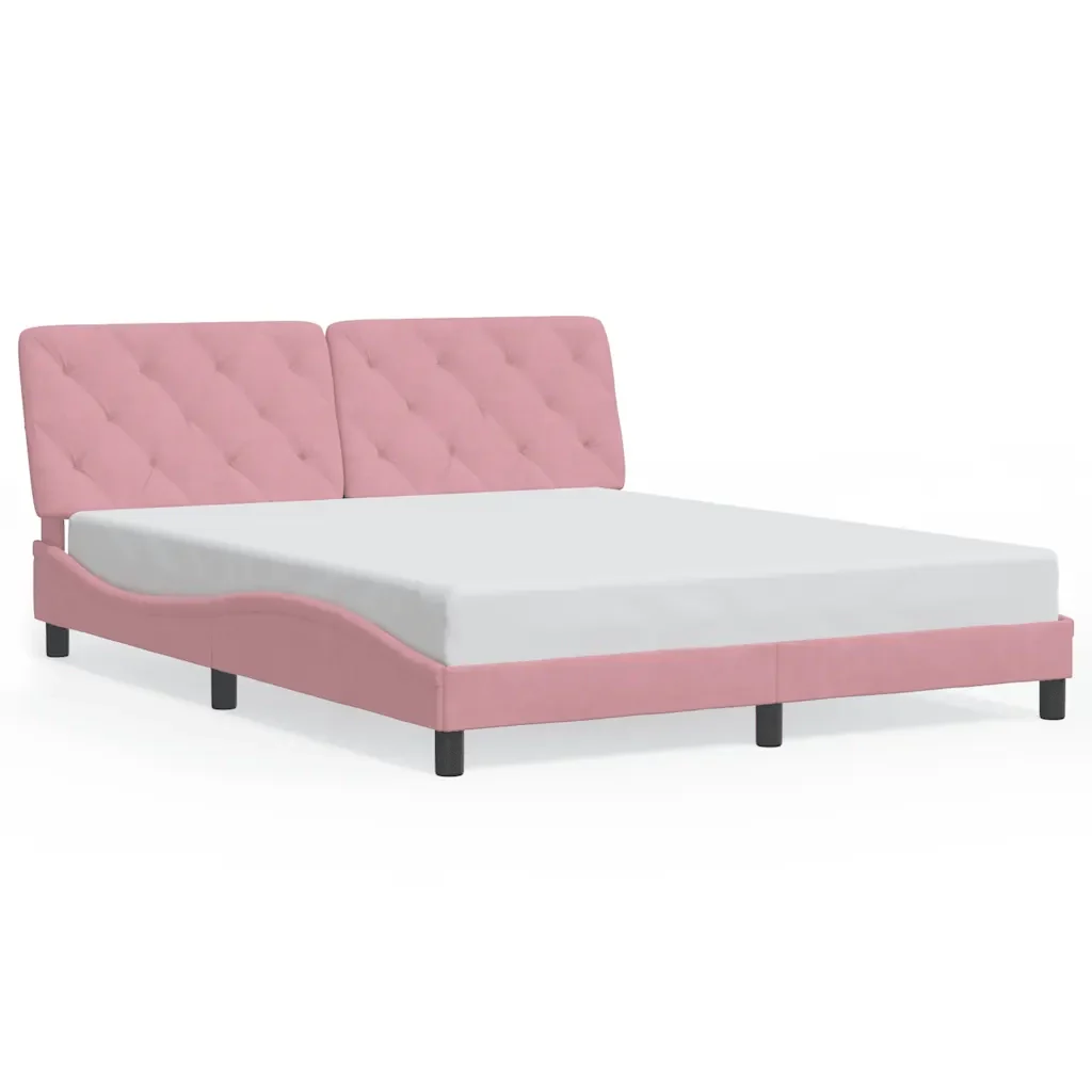 Letto matrimoniale | Letto per adulti | Giroletto senza Materasso Rosa 160x200 cm in Velluto