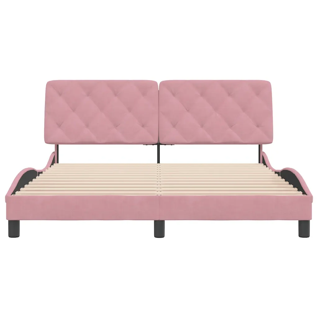 Letto matrimoniale | Letto per adulti | Giroletto senza Materasso Rosa 160x200 cm in Velluto - Image 5