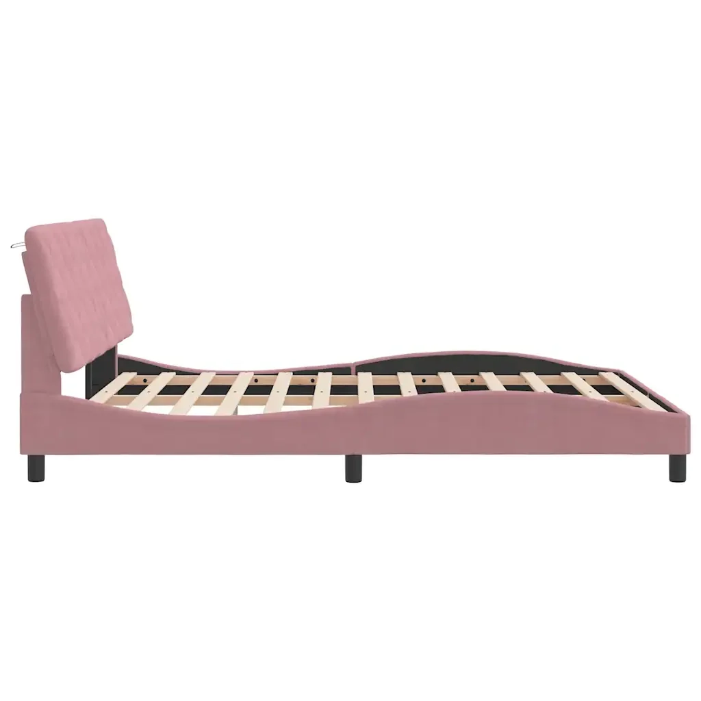 Letto matrimoniale | Letto per adulti | Giroletto senza Materasso Rosa 160x200 cm in Velluto - Image 6