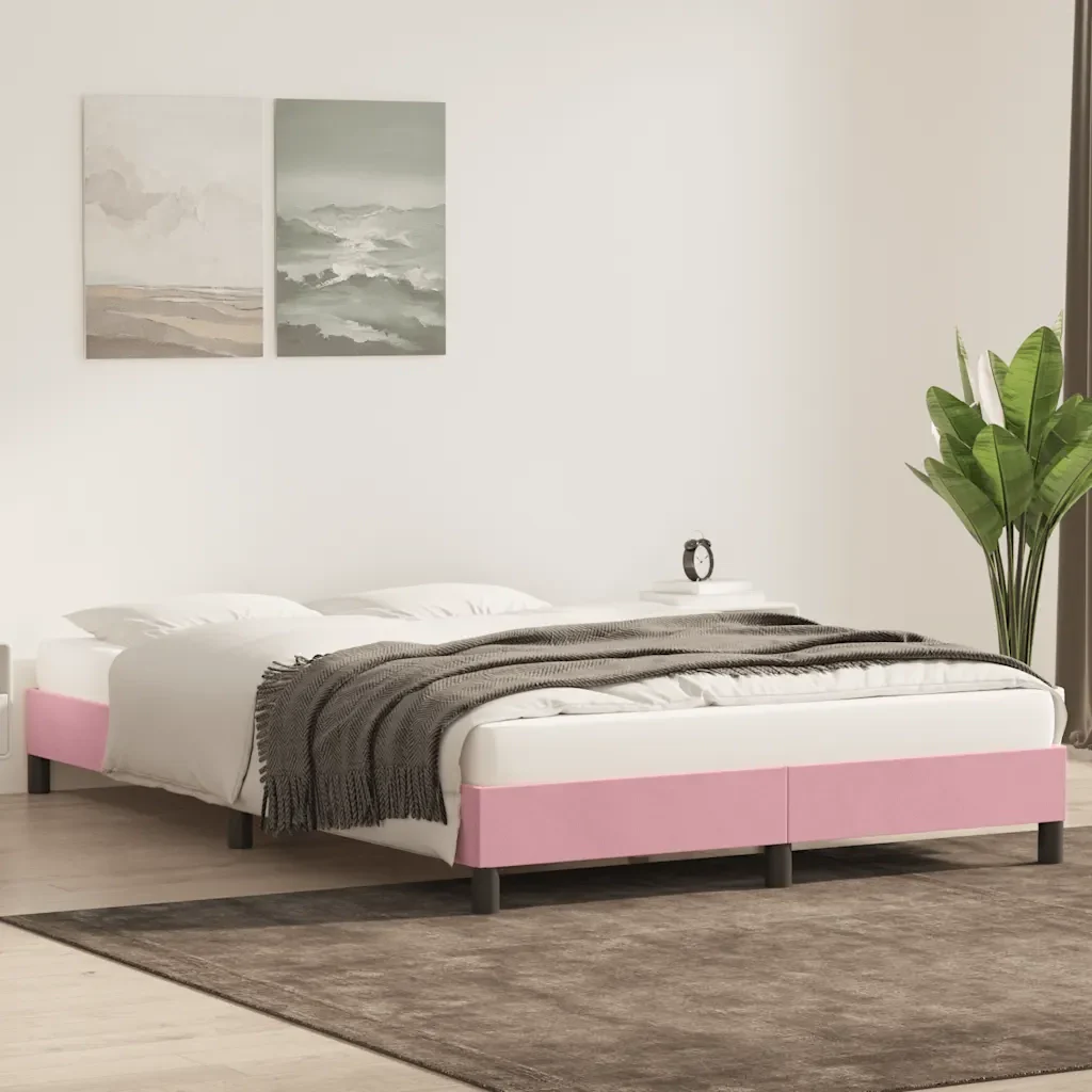 Letto matrimoniale | Letto per adulti | Giroletto senza Materasso Rosa 160x220 cm Velluto - Image 3