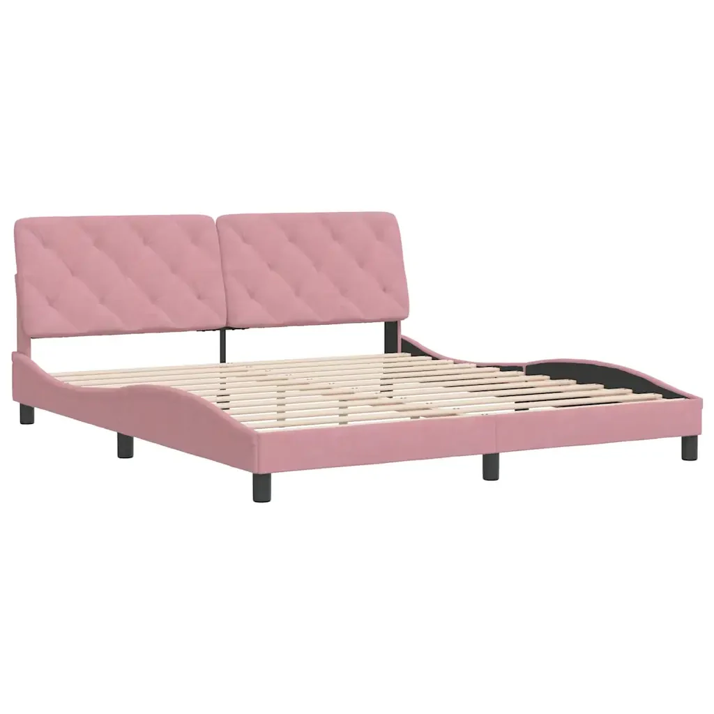 Letto matrimoniale | Letto per adulti | Giroletto senza Materasso Rosa 180x200 cm in Velluto - Image 4