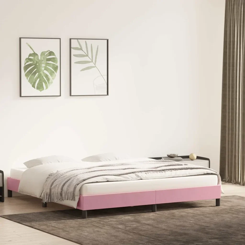 Letto matrimoniale | Letto per adulti | Giroletto senza Materasso Rosa 180x210 cm Velluto - Image 4