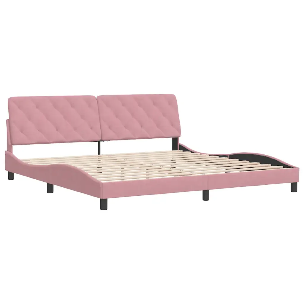 Letto matrimoniale | Letto per adulti | Giroletto senza Materasso Rosa 200x200 cm in Velluto - Image 4