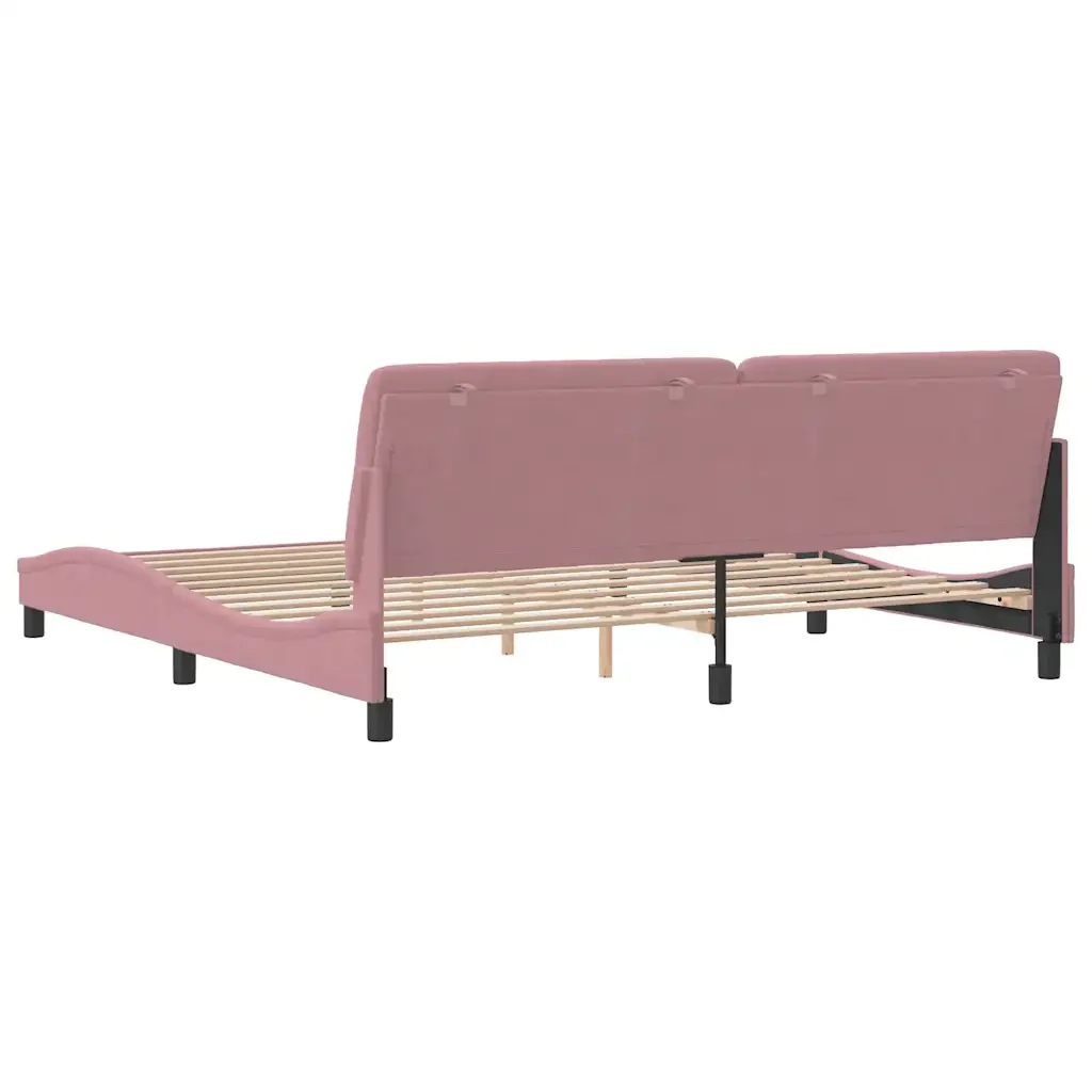 Letto matrimoniale | Letto per adulti | Giroletto senza Materasso Rosa 200x200 cm in Velluto - Image 7