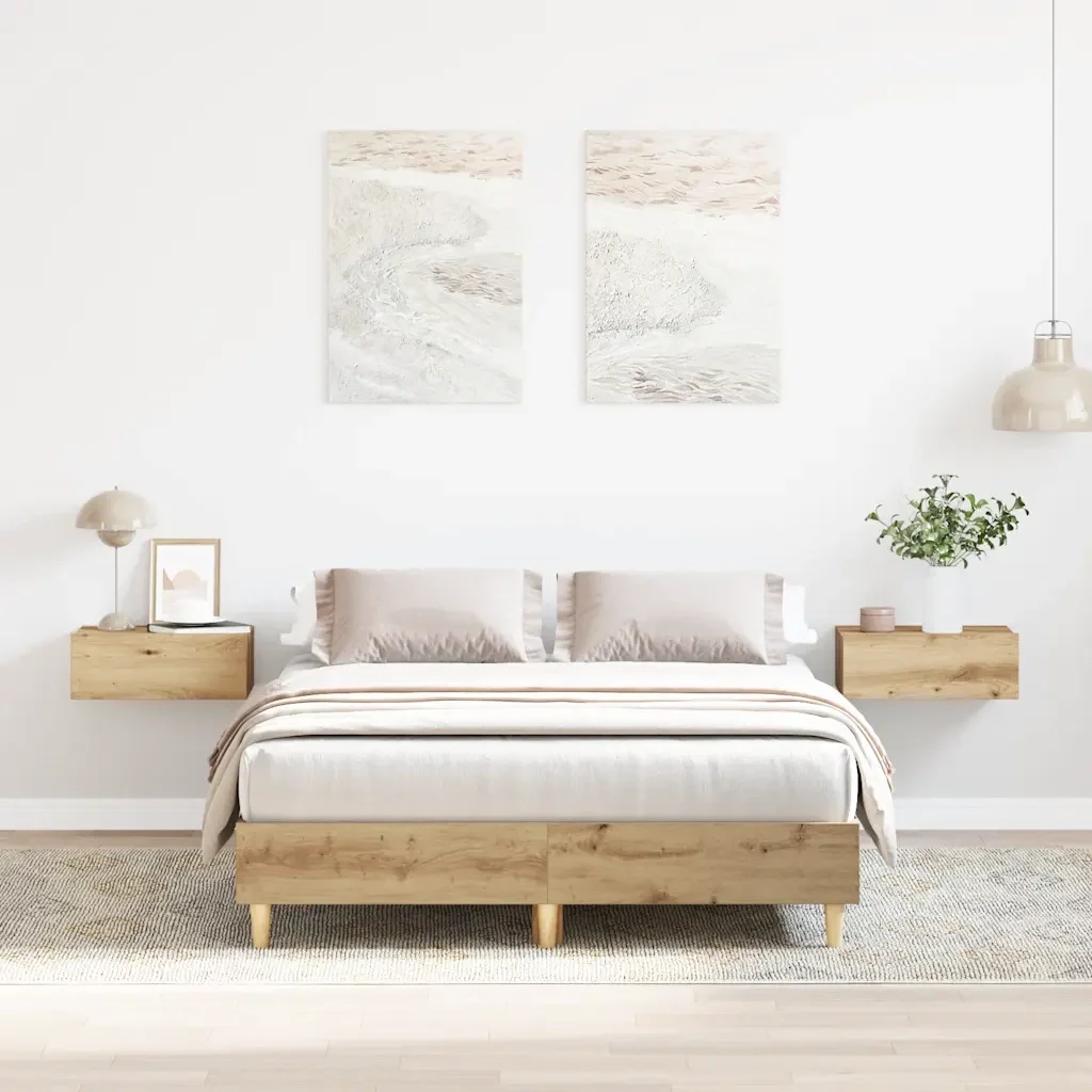 Letto matrimoniale | Letto per adulti | Giroletto senza Materasso Rovere Artigianale 135x190 cm - Image 2